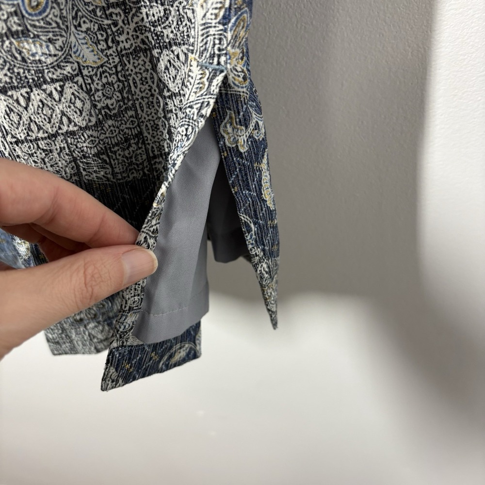 Batik Keris Men Short Sleeve Button Up Shirt Size 16.5 Blue Silky Polyester Asia - Picture 9 of 13